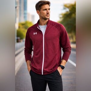 Under Armour ColdGear Full Zip Jacket Mens Medium Tall Maroon Athletic Running